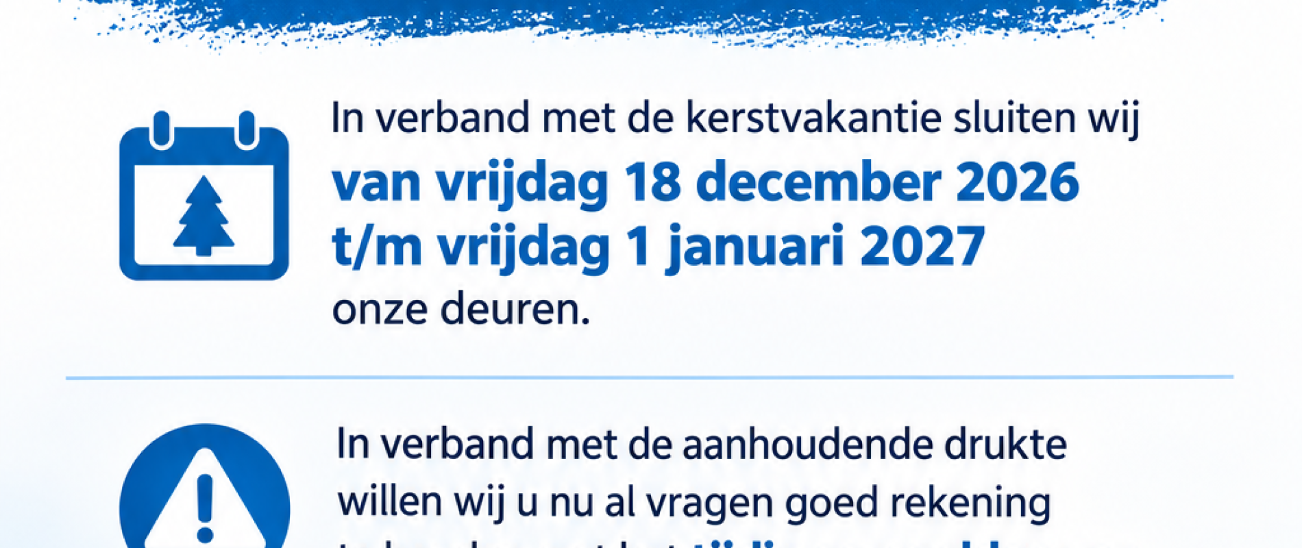 Kerstsluiting 2026–2027